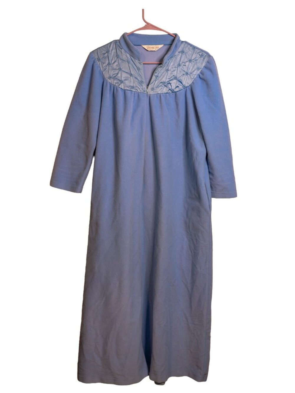 Vintage Vanity Fair Zipper Housecoat Robe - Powder Blue - Medium